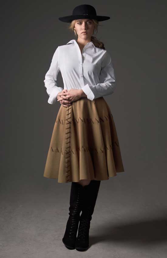 Wool Skirt w/ Chocolate Brown Stitching